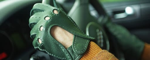 Gants Pilote Allure Vert / Naturel - gants en cuir vert et marron femme